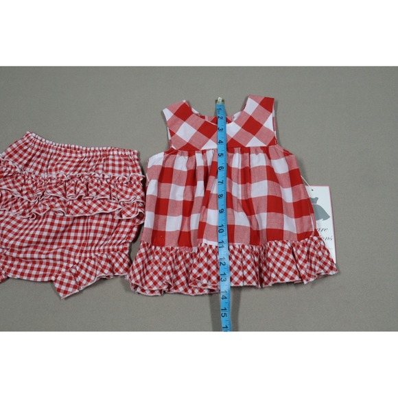 Rare Editions Baby Girls Gingham Top and Ruffle Shorts, 2 Piece Set - Red - Picture 4 of 8
